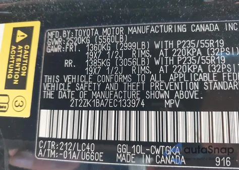 2014 Lexus Rx 350 z USA, uszkodzony, nr VIN 2T2ZK1BA7EC133974